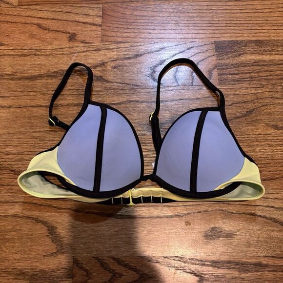 Victoria's Secret Blue/Yellow‎ Color Block Bikini Swim Top size 34B - Picture 1 of 4